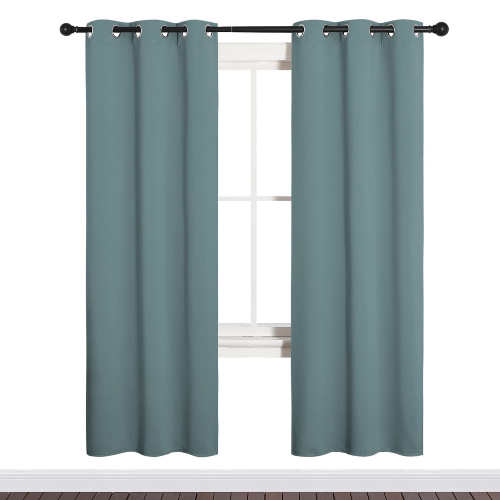 NICETOWN Modern Blackout Curtains Noise Reducing for Bedroom, Thermal Insulated and Privacy Room Darkening Drape Panels for Boy's Guest Room Door Window (Greyish Blue, 2 Panels, W34 x L72 -Inch)