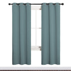 NICETOWN Modern Blackout Curtains Noise Reducing for Bedroom, Thermal Insulated and Privacy Room Darkening Drape Panels for Boy's Guest Room Door Window (Greyish Blue, 2 Panels, W34 x L72 -Inch)