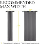 NICETOWN Grey Blackout Curtain Panels for Bedroom, Thermal Insulated Grommet Top Blackout Draperies and Drapes (2 Panels, W29 x L45 inches, Grey)