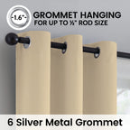 SimpleHome Beige 100% Blackout Curtains Room Darkening Living Room 63 Inch