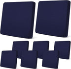 Newwiee 8Pcs Patio Cushion Covers Stretch Outdoor Cushion Cover Replacement for Patio Furniture Sofa Couch Slipcovers, Soft Flexibility Washable Furniture Protector(Waterproof Pure,Navy)