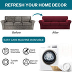 Turquoize 4 Piece Sofa Covers for 3 Cushion Couch Sofa Slipcover Soft Couch Cover for Dogs-Washable Sofa Furniture Covers with 3 Individual Cushion Covers,Jacquard Fabric(3 Cushion Sofa, Burgundy)