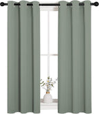 NICETOWN Bedroom Curtain Panels Blackout Draperies, Thermal Insulated Solid Grommet Blackout Curtains/Drapes (1 Pair, 29 by 45 inches, Greyish Green)