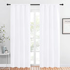 NICETOWN Kitchen Window Curtain Panels - Not Blackout Window Treatment Rod Pocket Curtains/Drapes for Bedroom (2 Panels, 42 by 84, White)