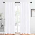 NICETOWN Kitchen Window Curtain Panels - Not Blackout Window Treatment Rod Pocket Curtains/Drapes for Bedroom (2 Panels, 42 by 84, White)
