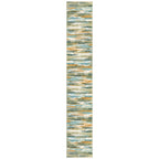 Lansny Modern Abstract Runner Rug 2x12, Green Mustard Multi Washable Long Kitchen Runner Non-Slip Soft Hallway Rug Runner Thin Print Faux Wool Carpet for Entryway Bedroom Laundry Room Indoor