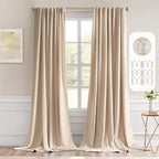 MIULEE Back Tab Beige Curtains 96 Inch Long 2 Panels Set for Living Room Bedroom, Cream Rod Pocket/Pinch Pleated Light Blocking Thermal Insulated Room Darkening Floor to Ceiling Blackout Drapes