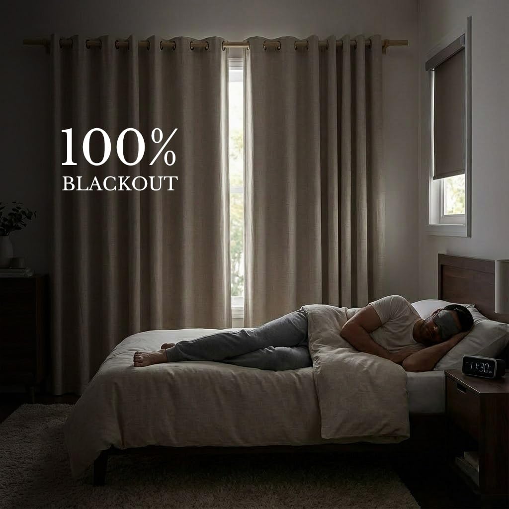 NICETOWN 100% Blackout Curtains 95 inches Length for Dining Room, 2 Panels Set, 52" Wide, Farmhouse Style Room Warming Window Draperies with Thermal Insulated Liners for Winter