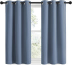 NICETOWN Kitchen Curtains Small Window Curtains & Drapes, Thermal Insulated Solid Grommet Panels for Cupboard, Loft, Cafe, Dining Room (Stone Blue, 34" W x 48" L, 2PCs)