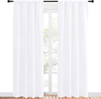 NICETOWN Kitchen Window Curtain Panels - Not Blackout Window Treatment Rod Pocket Curtains/Drapes for Bedroom (2 Panels, 42 by 84, White)