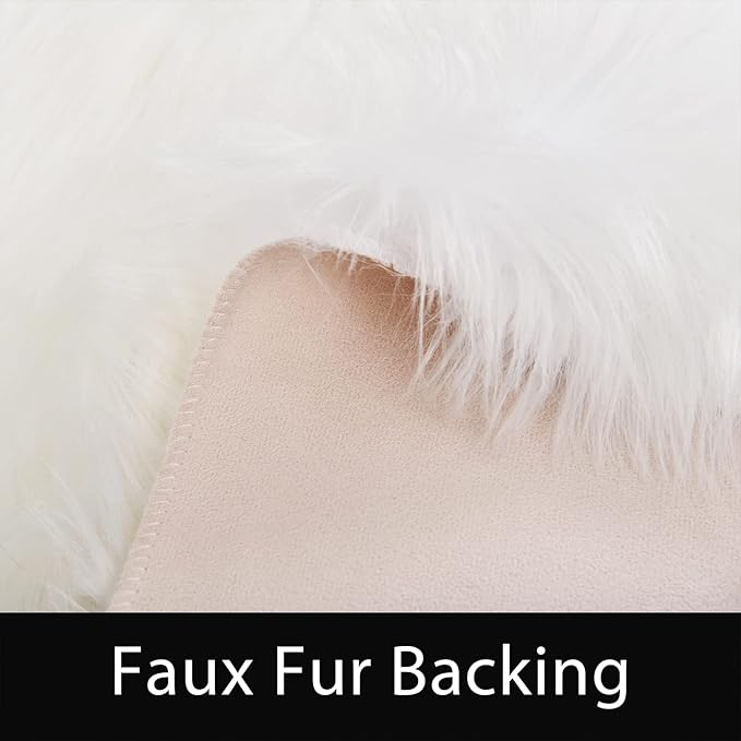 Latepis 10x14 Area Rugs White Faux Fur Washable Super Large Rug for Living Room Fluffy Shag Bedroom Rug Sheepskin Rugs for Sofa Office Entertainment Room, Rectangle