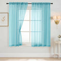 Ebesto Sheer Curtains 63 Inch Length 2 Panels, Voile Sheer Curtain for Living Room, Breathable Light Filtering Modern Window Treatments, Soft Fabric Dual Rod Pocket Drapes, Aqua, 2x42Wx63L Inches