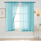 Ebesto Sheer Curtains 63 Inch Length 2 Panels, Voile Sheer Curtain for Living Room, Breathable Light Filtering Modern Window Treatments, Soft Fabric Dual Rod Pocket Drapes, Aqua, 2x42Wx63L Inches