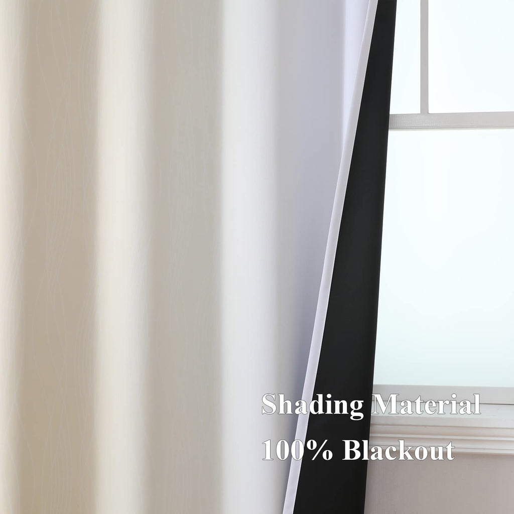 Beige and Greyish White Ombre Blackout Curtains Living Room 84 Inches Long