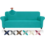 ZNSAYOTX Oversized Super Stretch Couch Cover (92"-115"), New Striped Sofa Covers Comfortable & Durable, Dog Cat Pets Friendly Extra Large Spandex Sofa Slipcovers (XL Sofa, Peacock Teal)