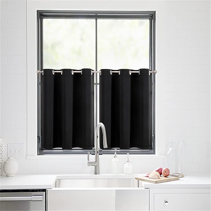 ChrisDowa Small Blackout Curtains for Kitchen and Bedroom 36 Inches Long