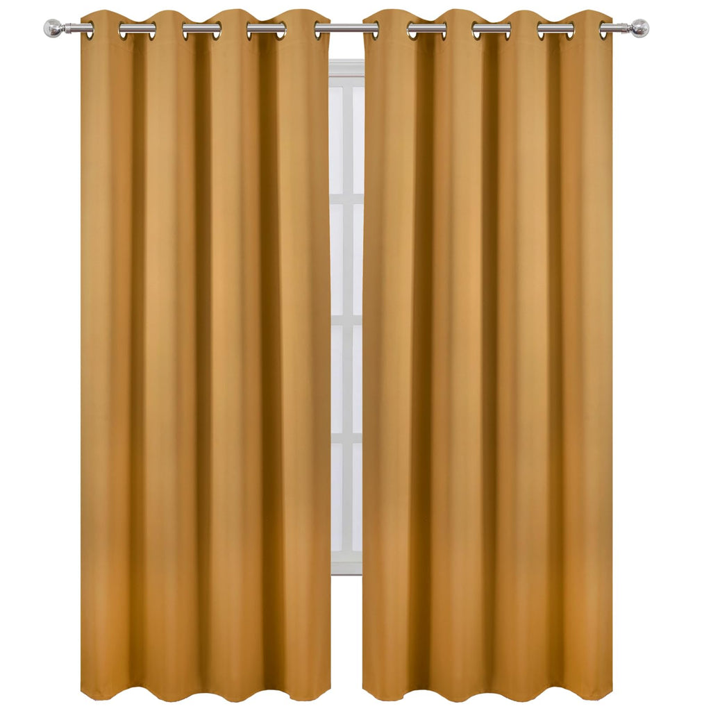 LEMOMO Blackout Curtains 66 x 84 inch/Mustard Yellow Curtains Set of 2 Panels/Thermal Insulated Room Darkening Bedroom Curtains