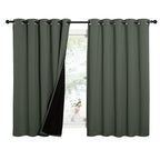 NICETOWN Dark Mallard 100% Blackout Lined Curtains, 2 Thick Layers Completely Blackout Window Treatment Thermal Insulated Drapes for Kitchen/Bedroom (1 Pair, 62" Width x 63" Length Each Panel)