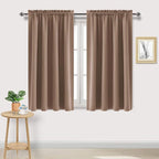 DWCN Blackout Curtains Room Darkening Thermal Insulated Bedroom Curtains Window Curtain Panels, 38 x 45 inches Long, Set of 2 Khaki Rod Pocket Drapes