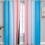 Estelar Textiler Pink and Blue Ombre Curtains for Bedroom 84 Inch Long