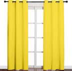 NICETOWN 84 inches Curtains for Office and Theater, Thermal Insulated Solid Grommet Drapes for Living Room (Bright Yellow, 1 Pair, 42 inches Wide)
