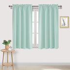 DWCN Blackout Curtains for Living Room Thermal Insulated, Energy Saving & Noise Reducing Bedroom Curtains, Mint Green, W 52x L 45 Inch, Set of 2 Rod Pocket Curtain Panels