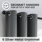 SimpleHome 100% Blackout Curtains for Bedroom,Thermal Insulated Grommet Window Drapes Room Darkening Grey Curtains for Living Room with Black Back,42 x 63 Inch,2 Panels