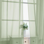 OVZME Light Green Sheer Curtains 72 Inches Long 2 Panels - Soft Light Filtering Window Sheer Panels for Living Room/Bedroom, Top Dual Rod Pocket, 1 Pair, Each 42Wx72L Inches
