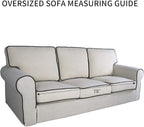 PureFit Reversible Quilted Sofa Cover, Water Resistant Slipcover Furniture Protector, Washable Couch Cover with Non Slip and Elastic Straps for Kids, Pets (Oversized Sofa, Navy/Ivory)