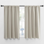 NICETOWN Blackout Curtains for Living Curtains, Room Darkening Window Curtain Panels, Easy-Care Solid Thermal Insulated Draperies/Drapes for Daughter Room (Natural, 2 Panels, 42 by 45)