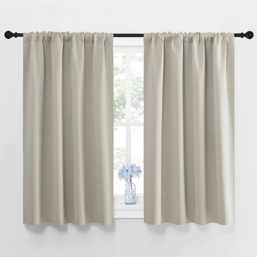 NICETOWN Blackout Curtains for Living Curtains, Room Darkening Window Curtain Panels, Easy-Care Solid Thermal Insulated Draperies/Drapes for Daughter Room (Natural, 2 Panels, 42 by 45)
