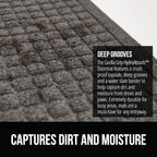 GORILLA GRIP® Ultra Absorbent Front Door Mat Outside Entrance, 35x23, Traps Dirt and Moisture, HydroABSORB Indoor Outdoor Doormat Holds 5.7 Cups Water, Stain and Fade Resistant Welcome Mat, Charcoal