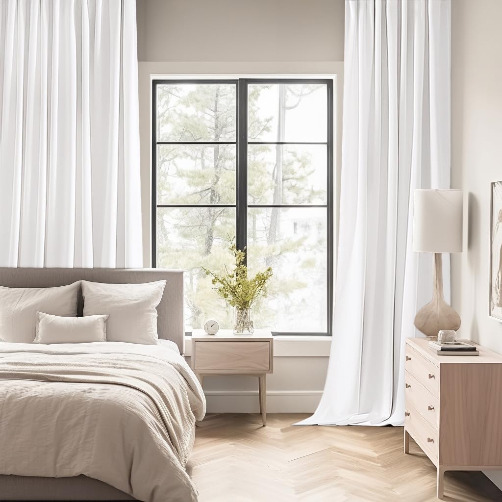 MIULEE Pure White Back Tab Blackout Curtains 52x102 Inch Long 2 Panels Set