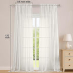 OWENIE Ivory Sheer Curtains 120 Inches Long 2 Panels Set, Airy Lightweight Sheer Ivory Curtain for Living Room Bedroom, Farmhouse Voile Filmy Rod Pocket Curtains Drapes, 2 Pcs, Each 59" Wx120 L Inch