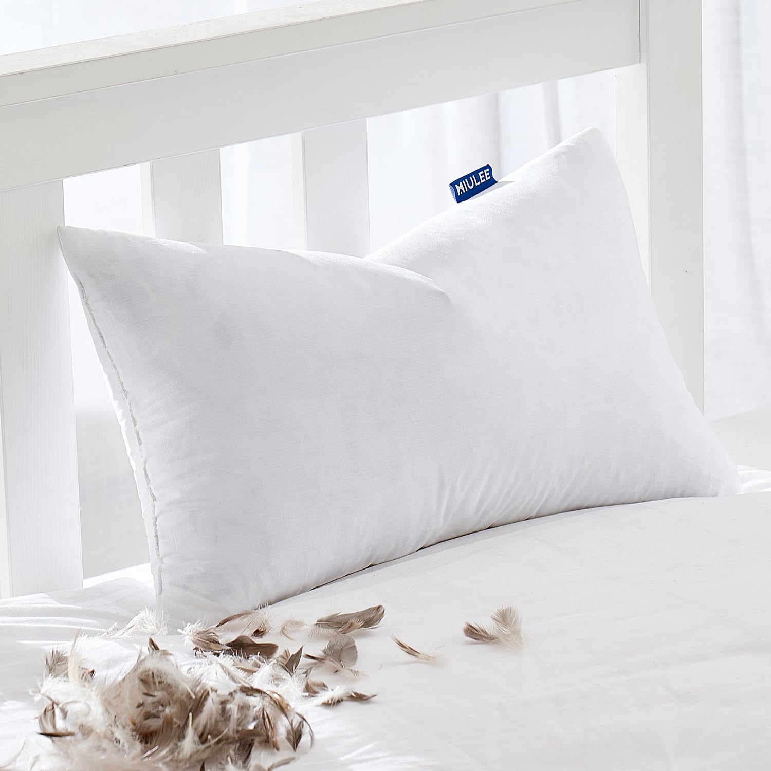 MIULEE Feather Pillow Insert 12x20, Throw Pillow with Cotton Cover