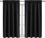 DWCN Blackout Curtains Room Darkening Thermal Insulated Bedroom Curtains Window Curtain Panels, 52 x 54 inches Long, Set of 2 Black Rod Pocket Drapes