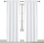 DWCN White Curtains for Living Room Thermal Insulated, 50% Light Blocking Curtains for Bedroom, Dining Room Window, W 52x L 84 Inch, Set of 2 Rod Pocket Curtain Panels