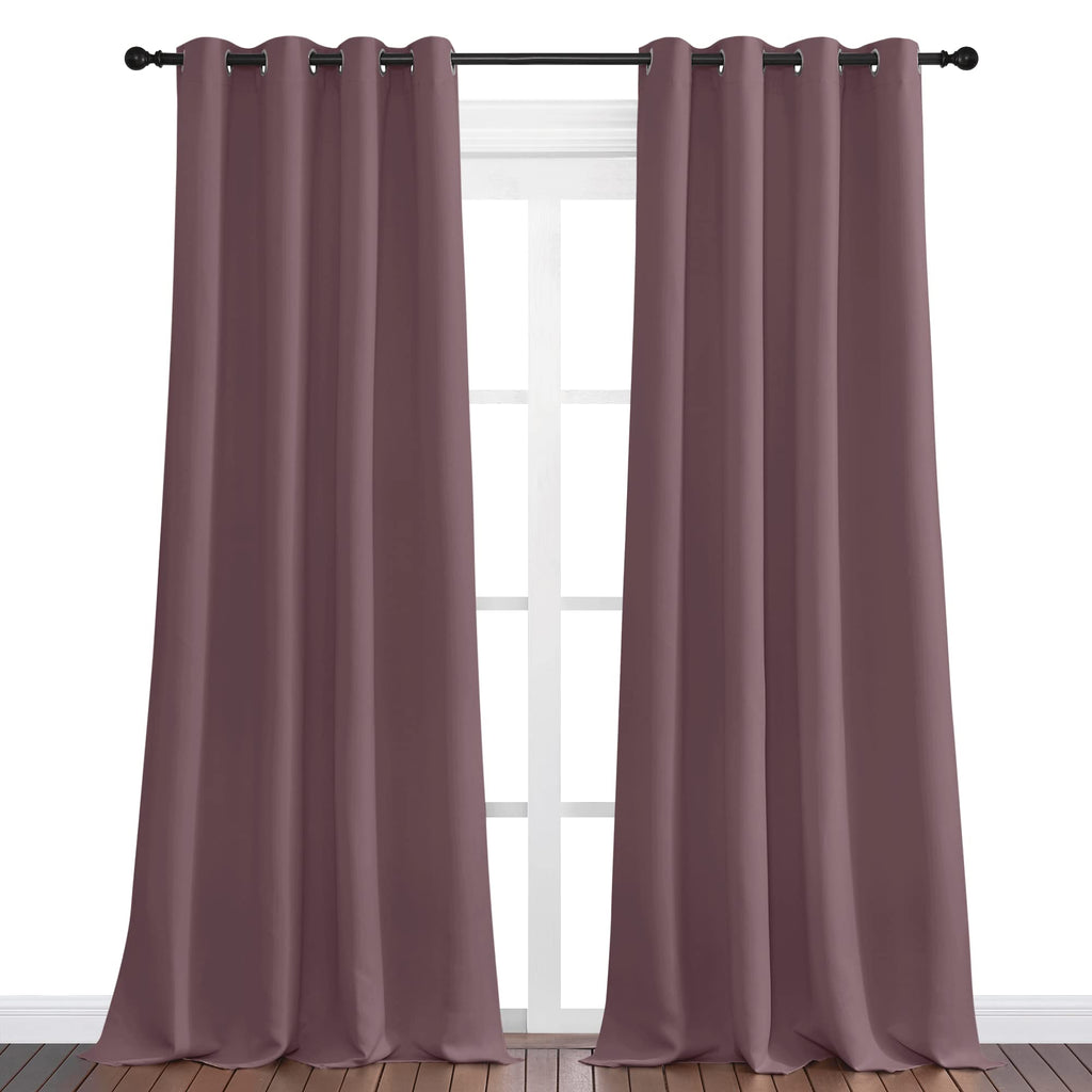 NICETOWN Dry Rose Blackout Curtains 90" Long for Office, 55" Wide, 2 Pieces, Dining Room, Guest Room, Sound Reducing Heat and Cold Block Curtain Panels for Modern Room Decorative