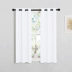 NICETOWN Draperies Curtains Panels, 2 Panels, 29 by 40, White, Blocking Out 50% Sunlight Window Treatment Curtains, Grommet Top Small Window Drapes for Bedroom