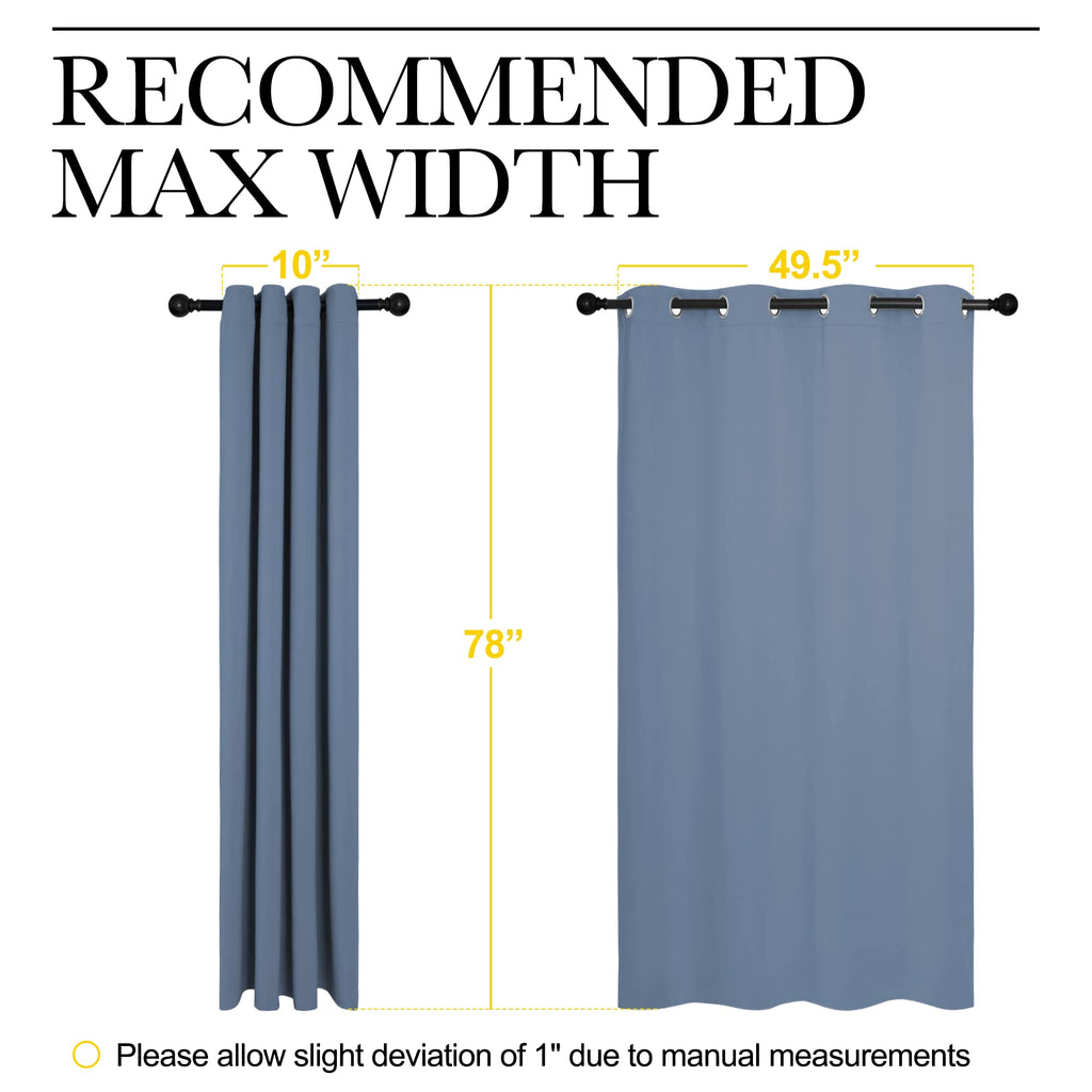 NICETOWN Stone Blue Room Darkening Curtain Panels 78" Length for Bedroom Living Room, Thermal Insulated Blackout Draperies for Home Decoration, Total Privacy (55" Width, 2 Pieces)