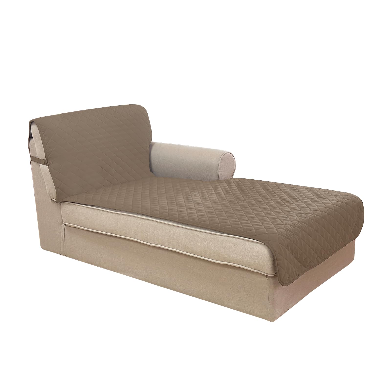 U-NICE HOME Sectional Couch Cover Chaise Lounge Cover, Taupe/Taupe
