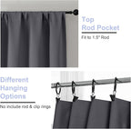 Simplebrand Ava Grey Blackout Curtains for Bedroom 63 Inch Length 2 Panels Set, Solid Thermal Insulated Privacy Living Room Window Treatment Curtains Blackout Drapes, W50 x L63 Inch