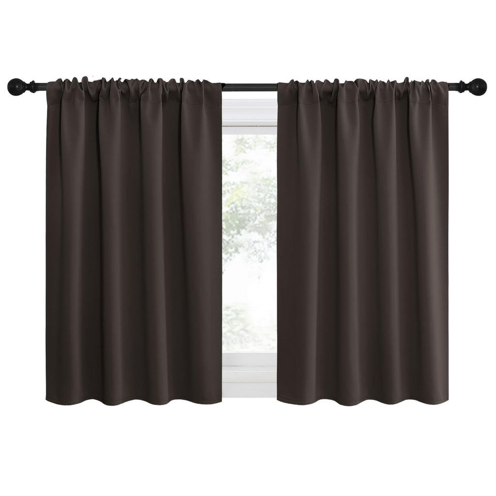 NICETOWN 2 Panels Blackout Curtains, Rod Pocket Thermal Insulated Drapes for Kitchen, Heavy Duty Small Window Treatment for Dorm Room, Studio Apartment, Basement (Toffee Brown, W42 x L30)