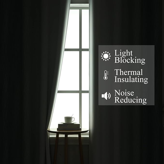 Stone Blue and Greyish White Blackout Curtains for Living Room 72 Inch Long