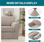 Turquoize 2 Piece Chair Covers Chair Slipcovers for Living Room Armchair Couch Cover Chair Sofa Cover with Individual Cushion Covers Furniture Cover for Chairs Feature Jacquard Fabric (Chair, Sand)