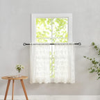 YJ YANJUN Vintage Lace Curtains 24 inch Length 2 Panels Retro Floral Rv Drapes for Camper Windows Cream Kitchen Window Curtains Over Sink Bistro Sheer Panels for Narrow Windows 26" x 24" Ivory