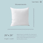 LANE LINEN 26x26 White Throw Pillow Inserts – Pack of 2 White, Fluffy Decorative Insert for Throw Pillow Covers, Perfect for Couch, Bed, Outdoor Use, and Elegant Sofa or Living Room Decor
