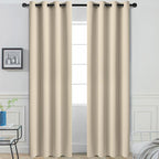 Yakamok Thermal Insulated Grommet Blackout Draperies/Drapes for Bedroom Window,Room Darkening Curtain Panels (2 Panels, W52 x L84 -Inch,Cream Beige)