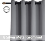 Yakamok Blackout Curtains Room Darkening Thermal Insulated Window Panels,Solid Grommet Top Drapes for Bedroom/Living Room(52Wx90L, Grey, 2 Panels)