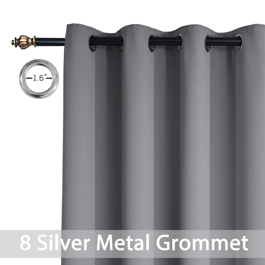 Yakamok Grey Room Darkening Curtains 52x90 inch Gray Grommet-Living Room